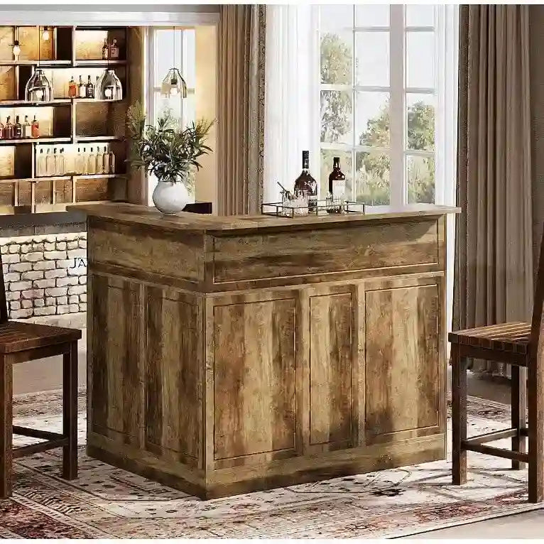 L-förmiger Barschrank mit Gläserhaltern für die Hausbar