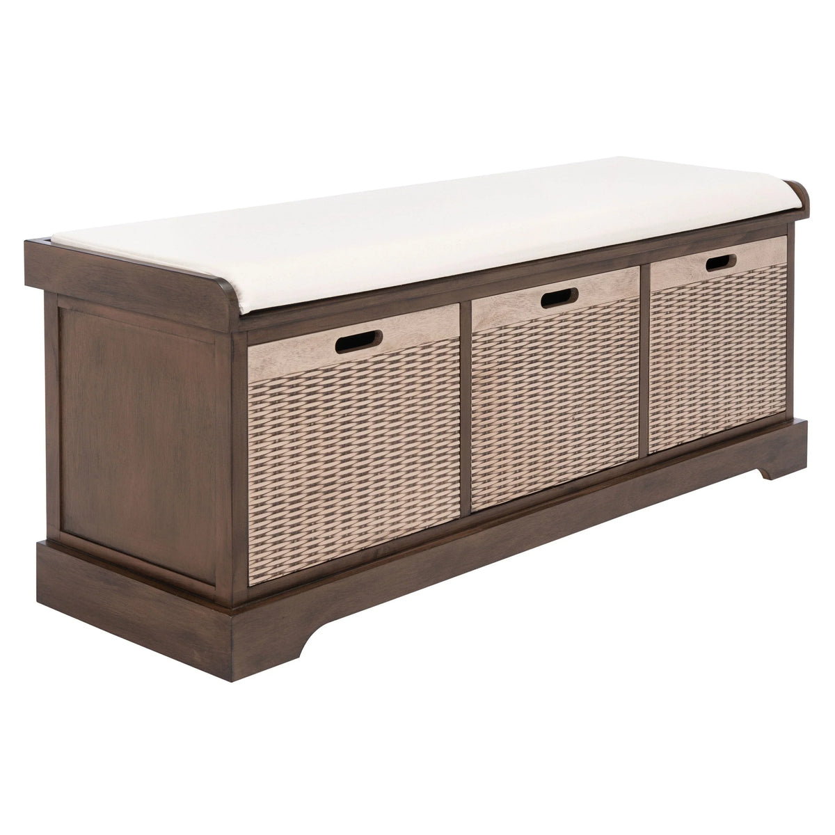 SAFAVIEH Fiorello 3-Schubladenbank mit Polsterung – 120 B x 38 T x 48 H cm – 120Bx38Tx48H