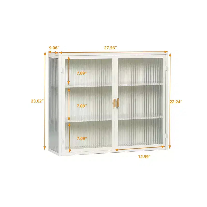Okak Moderner 2-türiger Wandschrank mit 3-stufigem Stauraum und Glastüren für Flur/Esszimmer/Wohnzimmer/Küche