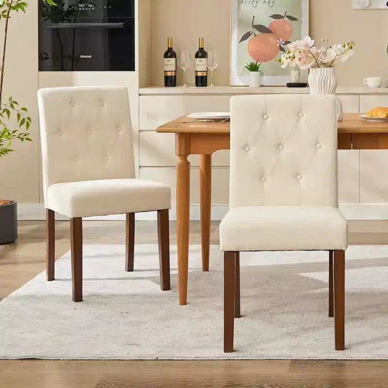 Parsons Esszimmerstühle mit Knopfheftung, 6er/4er-Set – Polsterstühle aus Stoff mit Holzbeinen & gepolsterten Sitzen – Wohnzimmer- und Küchenmöbel