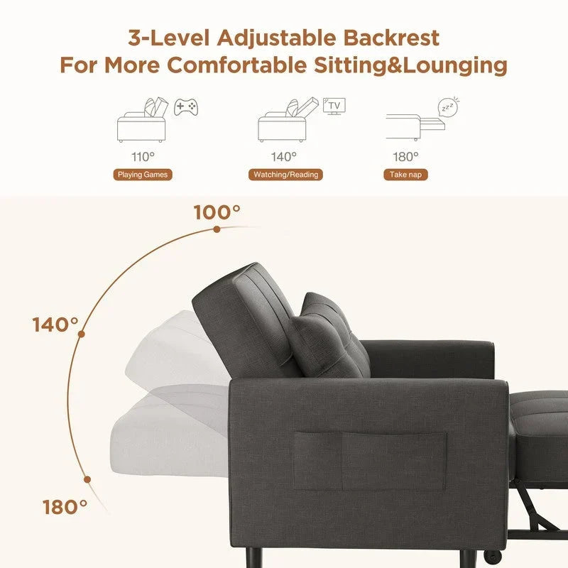 3-in-1 verstellbares Schlafsofa, ausziehbares Sesselsofa, umwandelbares Klappbett für das Wohnzimmer