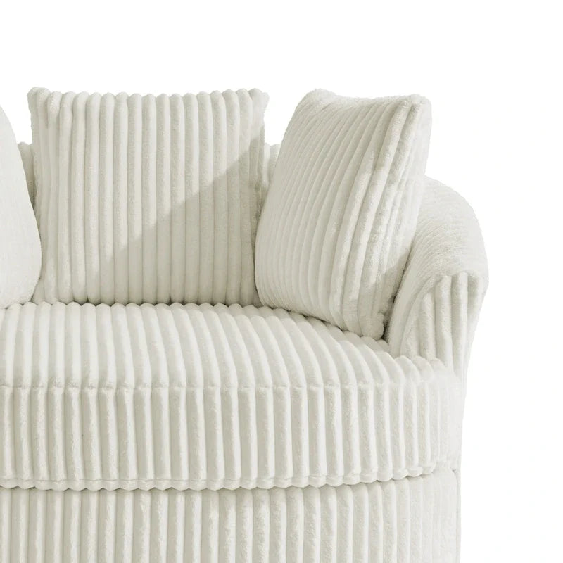 2er-Set übergroßer 43 W Plüsch-Cord-Drehsessel mit Kissen