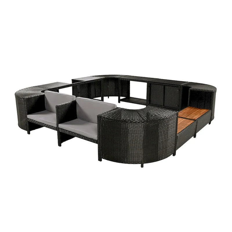 Spa-Umrandung Spa-Rahmen Quadratisches Outdoor-Rattan-Sofa-Set