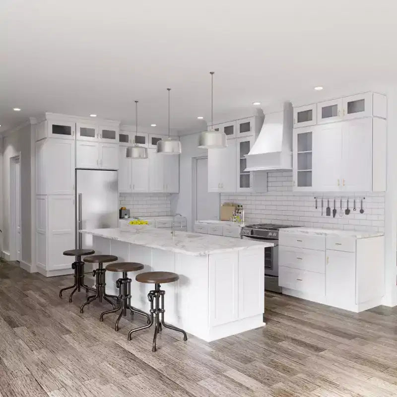 HOMLUX Easy-DIY Shaker White vormontierter Küchen-Oberschrank mit Blindelement