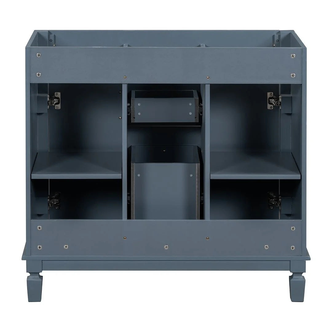 Moderner 36'' Badschrank mit Aufsatzwaschbecken und Spiegelschrank, 2 Türen und 2 Schubladen