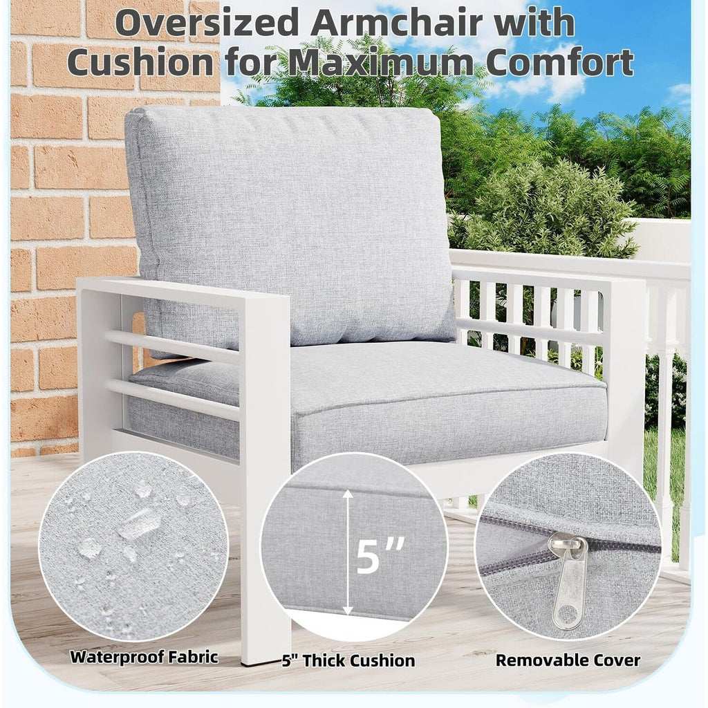 AECOJOY 7-teiliges Aluminium-Terrassenmöbel-Set Outdoor-Gesprächsgarnitur