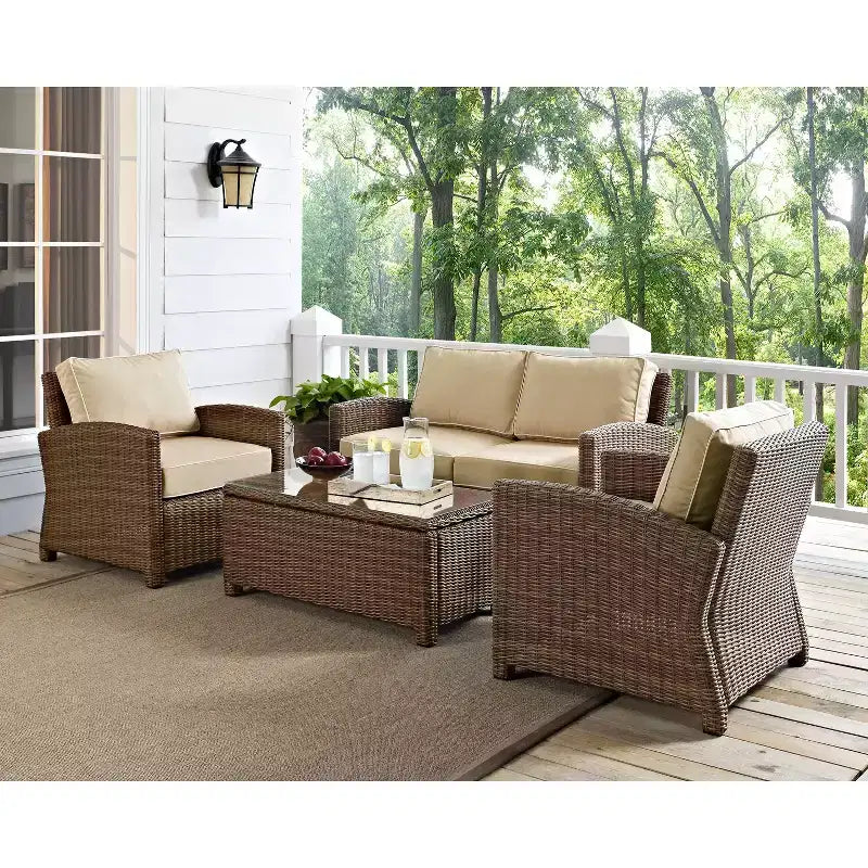 Bradenton 4-teiliges Outdoor Lounge-Set aus Korbgeflecht – Crosley
