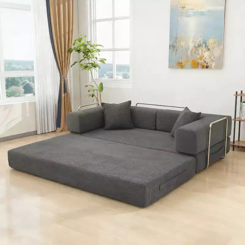 Dyonery 78 Klappsofabett, umwandelbare Kordsofa-Couch, King-Size-Bodenschläfer, 4-in-1 DIY-Kombination, modulares Sofabett, ausklappbares bequemes Sofa.