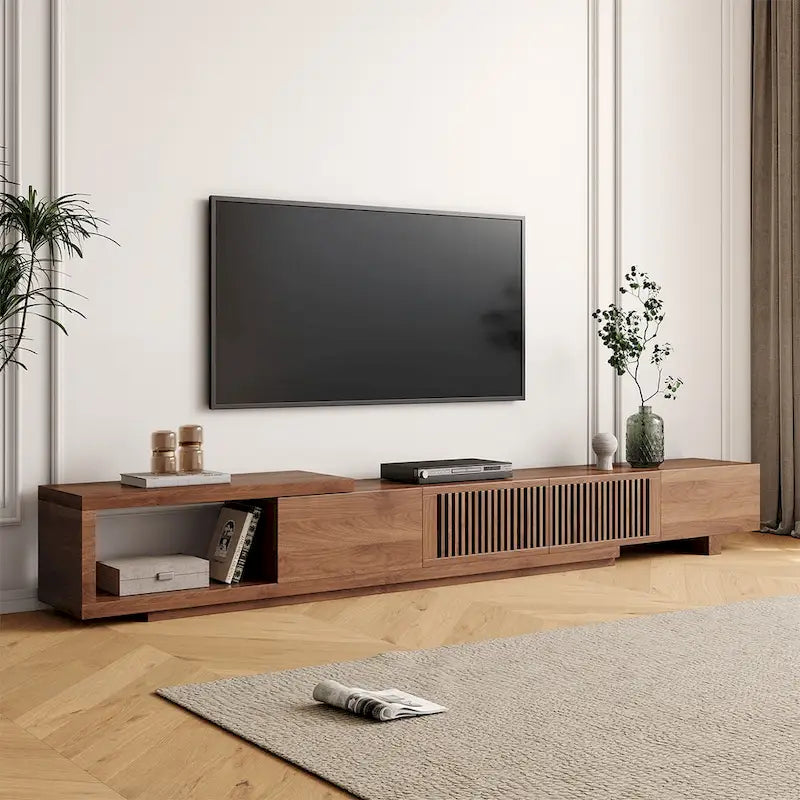 Moderner ausziehbarer & erweiterbarer TV-Ständer mit 4 Schubladen, bis zu 261,6 cm - 78,54T x 15,74B x 13,78H