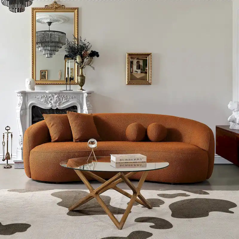 Blaine Japandi-Stil Luxuriöses modernes geschwungenes Sofa aus Bouclé-Stoff