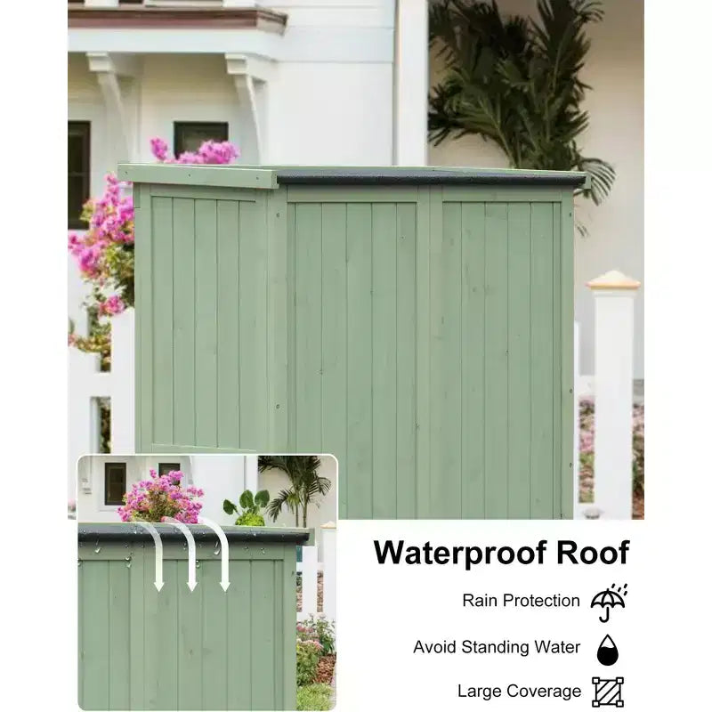 160 cm wetterfester Outdoor-Geräteschuppen, mit herausnehmbaren Einlegeböden, Schlössern, doppelten Flügeltüren, hoher Gartengeräteschuppen aus Holz mit Boden für Terrasse, Hof
