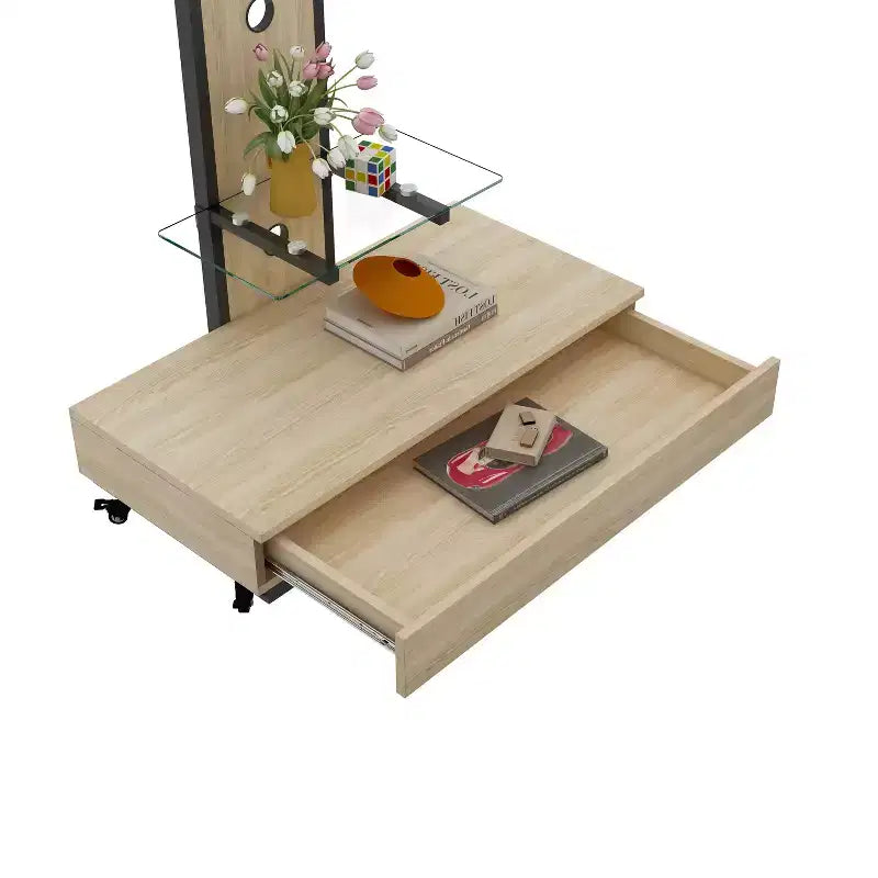 TV-Ständer für 32-75-Zoll-Fernseher, höhenverstellbarer mobiler TV-Wagen mit Schublade und Rollen für Wohnzimmer, Schlafzimmer, Büros -ModernLuxe