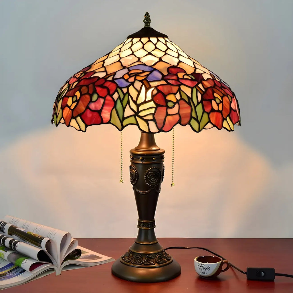 HomeyFad 2-Flammige Vintage-Tischleuchte mit Glasschirm aus Edelstahl