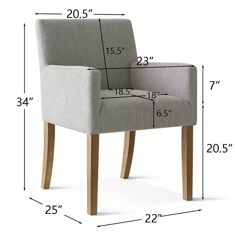 Set aus 6 gepolsterten Esszimmerstühlen mit Armlehnen, moderne Leinen-Sessel mit Holzbeinen, Akzentstühle für Esszimmer, Wohnzimmer - Panipeachy