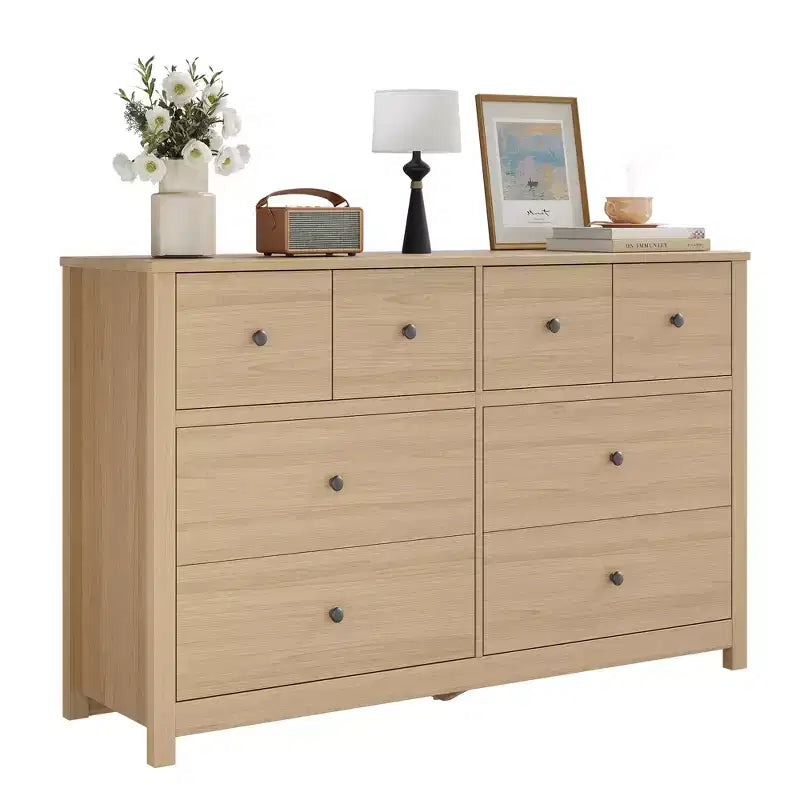 Moderne Kommode mit 8 Schubladen für das Schlafzimmer, breite Holzkommode mit viel Stauraum, freistehender Organizer-Schrank für das Wohnzimmer