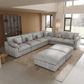 Großes Ecksofa aus Leinen für das Wohnzimmer-Set