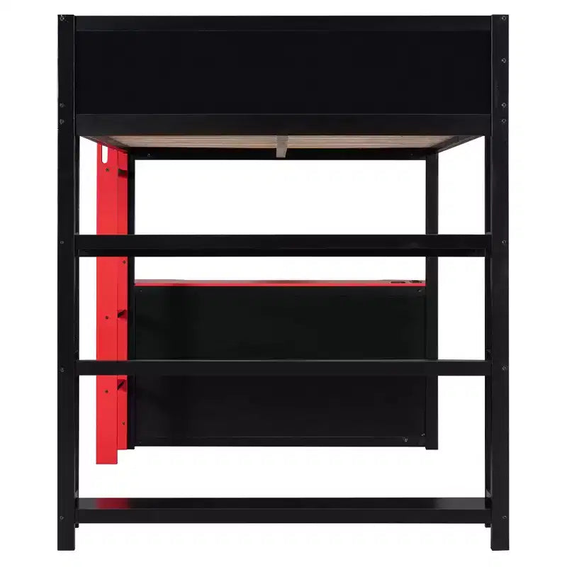 Luxystar Gaming-Hochbett mit Schreibtisch, Ablageregalen und Beleuchtung