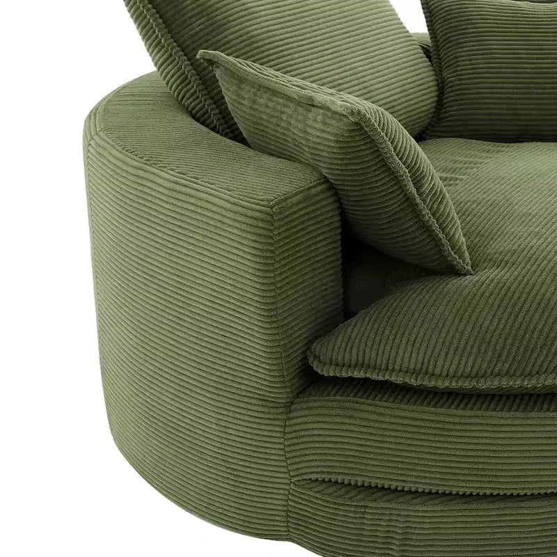 360° drehbarer Loungesessel, drehbarer runder Fass-Sessel mit Kissen für das Wohnzimmer