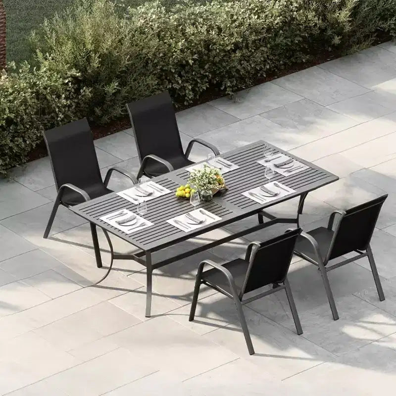 Terrassenstühle, stapelbare Outdoor-Esszimmerstühle, 4er-/6er-Set, wetterfeste, leichte Textilene-Outdoor-Stühle mit Armlehnen für Garten und Pool