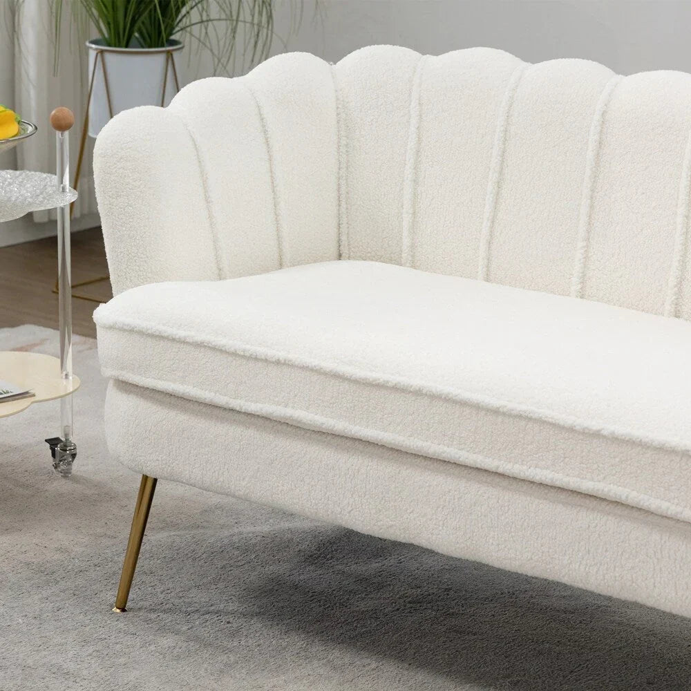 Kleines Mini-Zimmer-Sofa Zweisitzer mit Goldmetallfüßen - 2 Sitzer