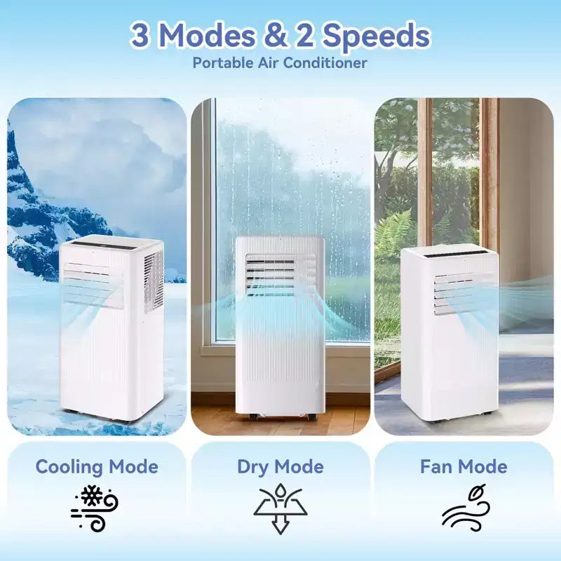 Flarhetoric Mobile Klimaanlagen, 10000 BTU Kühlen/Ventilator/Entfeuchten 3-IN-1 Mobiles Klimagerät für Räume bis 52 m², Geräte für geräuscharme Zimmer