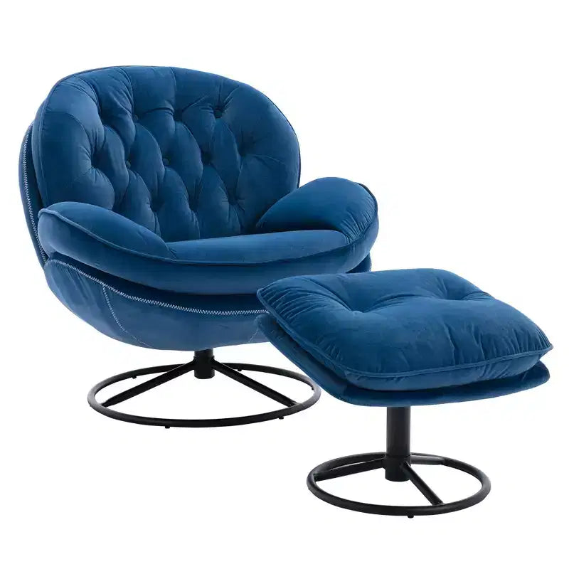 Okak Samt-Akzentsessel mit Ottoman, moderner Armloser Sessel im Mid-Century Stil für das Wohnzimmer, weicher bequemer Sessel zum Fernsehen, Gaming