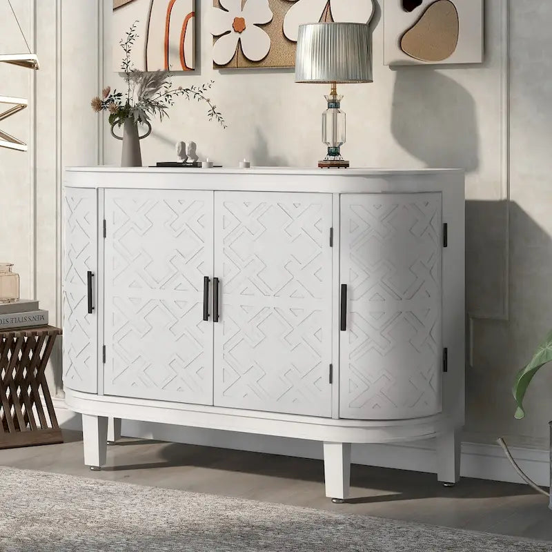 Akzent-Aufbewahrungsschrank Sideboard Holzschrank mit Türen im Antik-Muster für Flur, Eingangsbereich, Wohnzimmer, Schlafzimmer