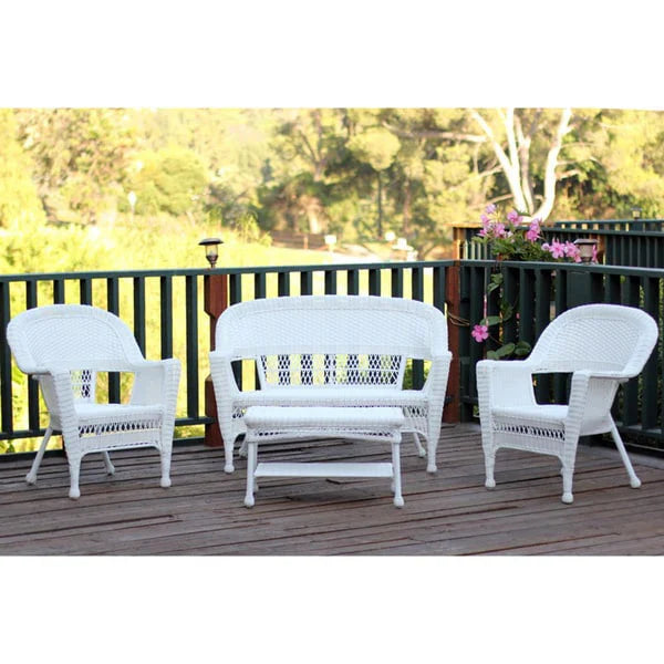 4-teiliges Loungeset aus Polyrattan für den Außenbereich