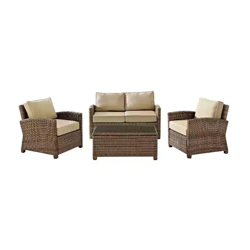 Bradenton 4-teiliges Outdoor Lounge-Set aus Korbgeflecht – Crosley