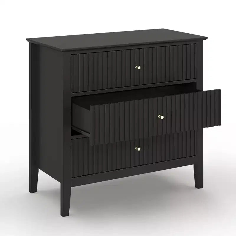 Heynemo Kommode mit 3 Schubladen, lackiert, 76 cm hoher Holz-Nachttisch mit Stauraum, breite moderne Kommode mit Kugelauszug