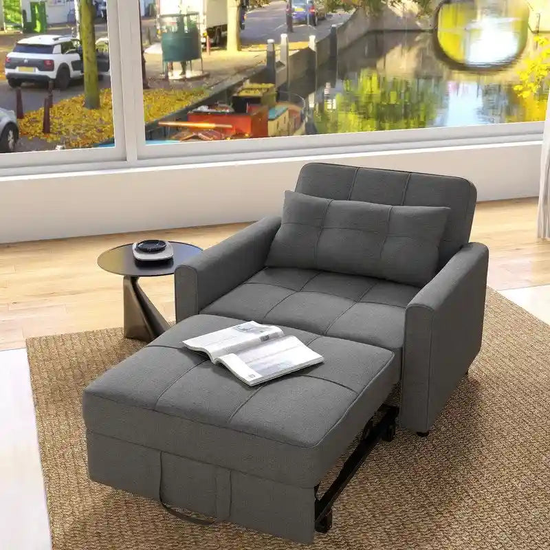 3-in-1 Schlafsofa, ausziehbarer Sessel, umwandelbarer, verstellbarer, klappbarer Polster-Lounge-Sofa