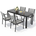 Outdoor 5/7-teiliges Terrassen-Essgruppe aus Aluminium mit stapelbaren Stühlen und ausziehbarem Tisch