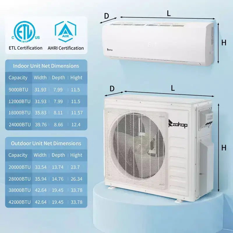 Karl Home 3-Zonen 28000 BTU 20 SEER2 Mini-Split-Klimaanlage mit Wärmepumpe (9K+9K+18K)