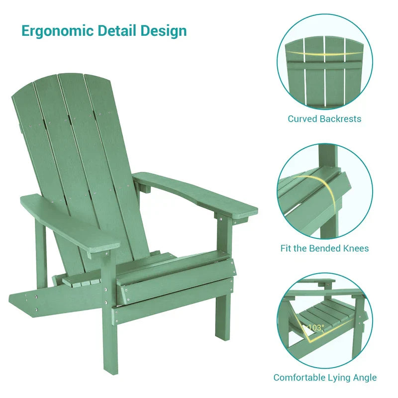 Bonosuki Wetterfeste Outdoor-Adirondack-Stühle aus Holz – 4er-Set