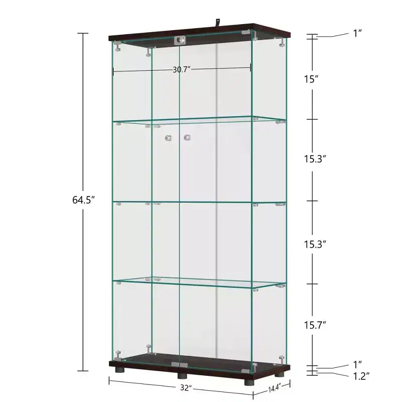 64,5 X 32 Glasvitrine Setzkasten mit Schloss