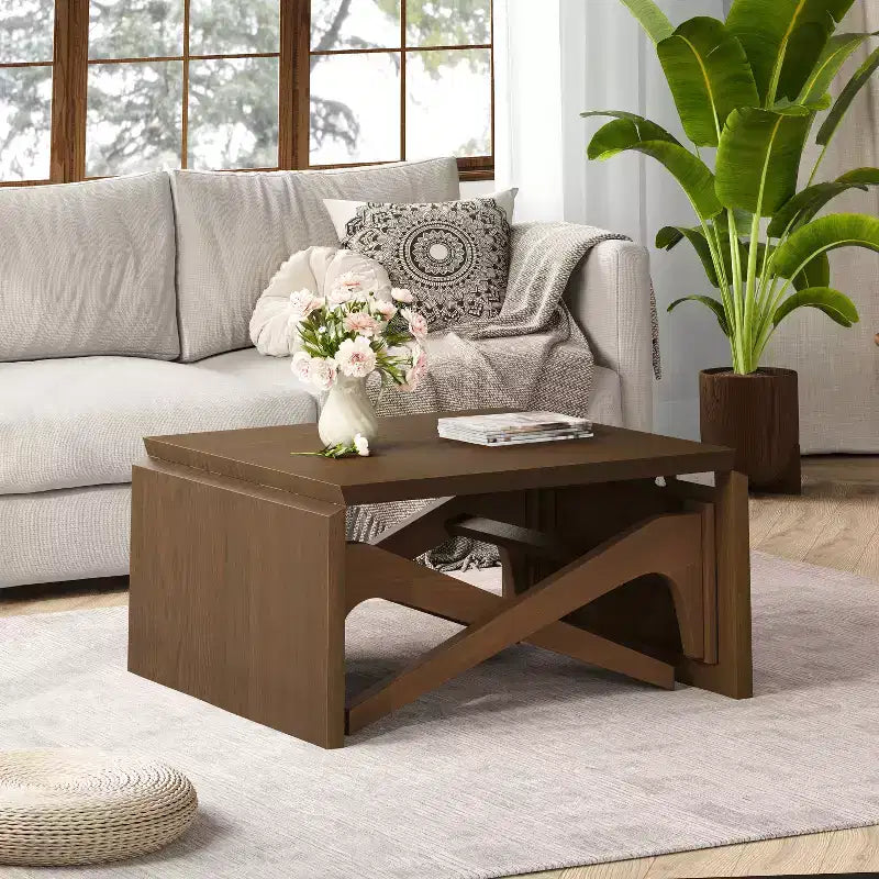 2-in-1 Couchtisch, ausziehbarer Esstisch, höhenverstellbarer Tisch für Zuhause & Büro, platzsparend – ModernLuxe