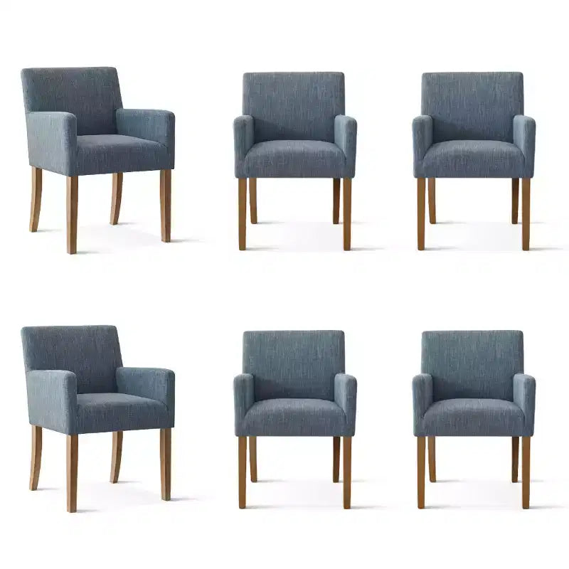 Set aus 6 gepolsterten Esszimmerstühlen mit Armlehnen, moderne Leinen-Sessel mit Holzbeinen, Akzentstühle für Esszimmer, Wohnzimmer - Panipeachy