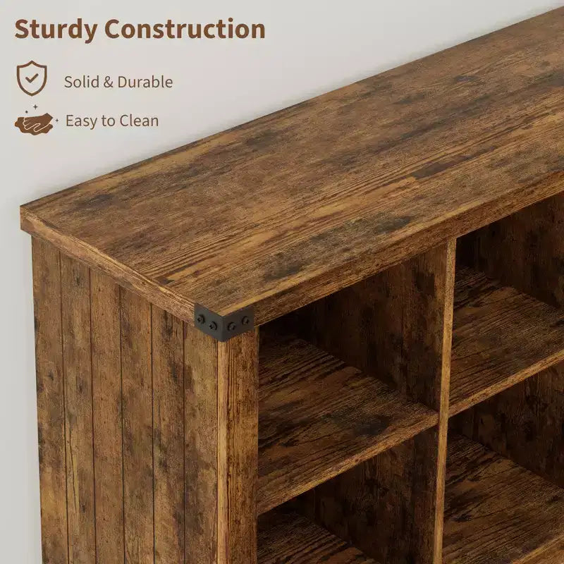 8 Würfelregal, Bücherregal im Landhausstil, 157,5 cm langes Holzregal für den Eingangsbereich, langes, niedriges Bücherregal für das Wohnzimmer
