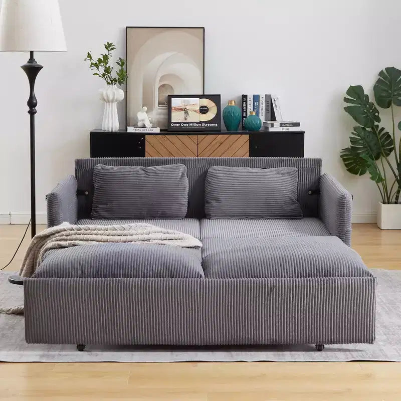64.5 3-in-1 Schlafsofa aus Kord mit Ausziehbett