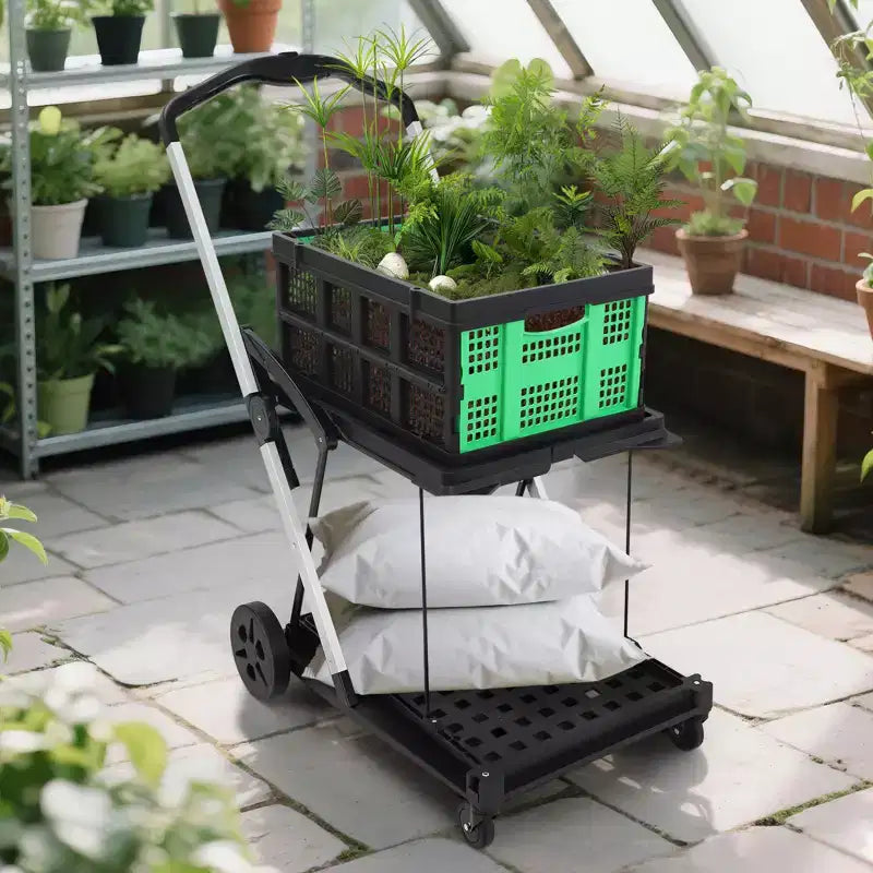Zweistufige klappbare Einkaufswagen für Lebensmittel, 90 kg Tragkraft, zusammenklappbarer tragbarer Einkaufswagen mit Rädern und abnehmbarer Kiste für Einkaufszentrum, blau