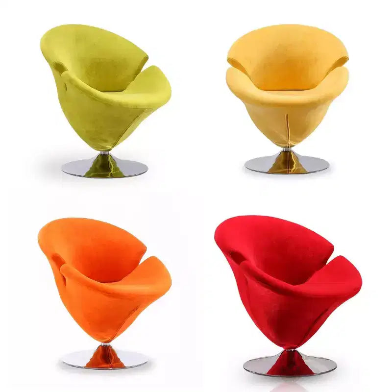 Manhattan Comfort 4er-Set Tulpen-Drehstuhl Orange/Gelb: Samtbezug, keine Montage erforderlich