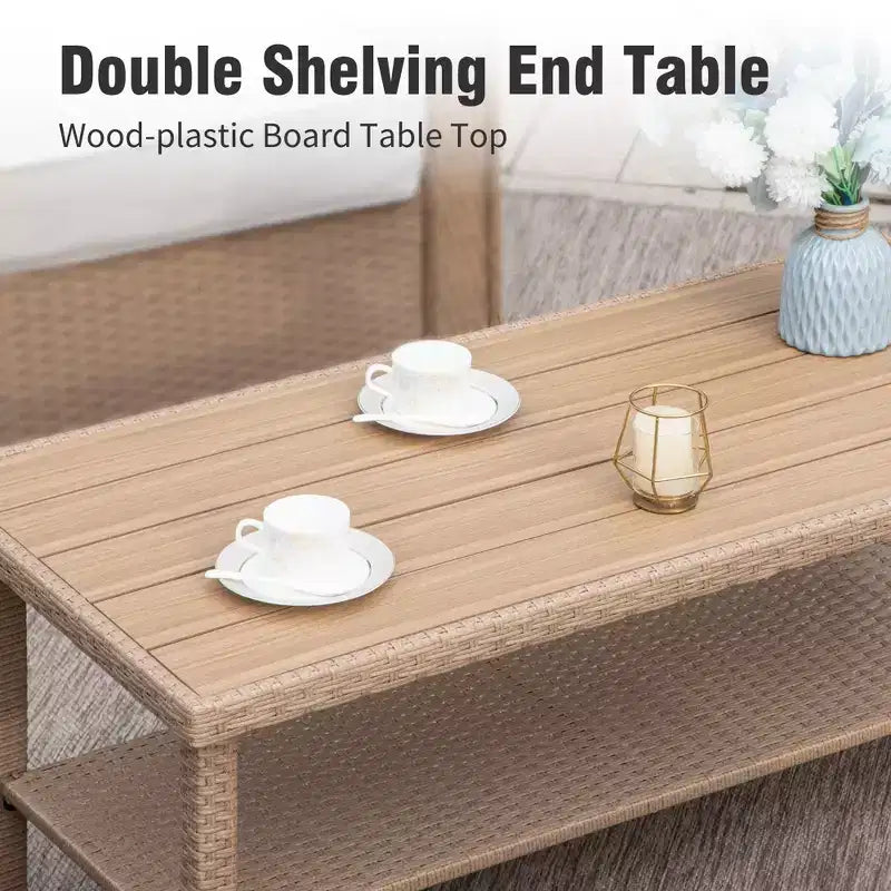 Captiva Designs 6-teiliges Luxus-Rattan-Sofa-Set für den Außenbereich mit geschwungenen Armlehnen und Kissen