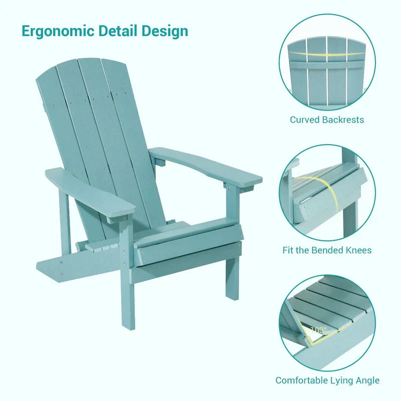 Bonosuki Wetterfeste Outdoor-Adirondack-Stühle aus Holz – 4er-Set