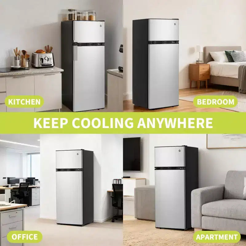4.5 Cu.Ft Minikühlschrank mit Gefrierfach, Kompakter Kühlschrank mit wechselbarem Türanschlag, verstellbarem Thermostat, energieeffizient, kleiner Kühlschrank