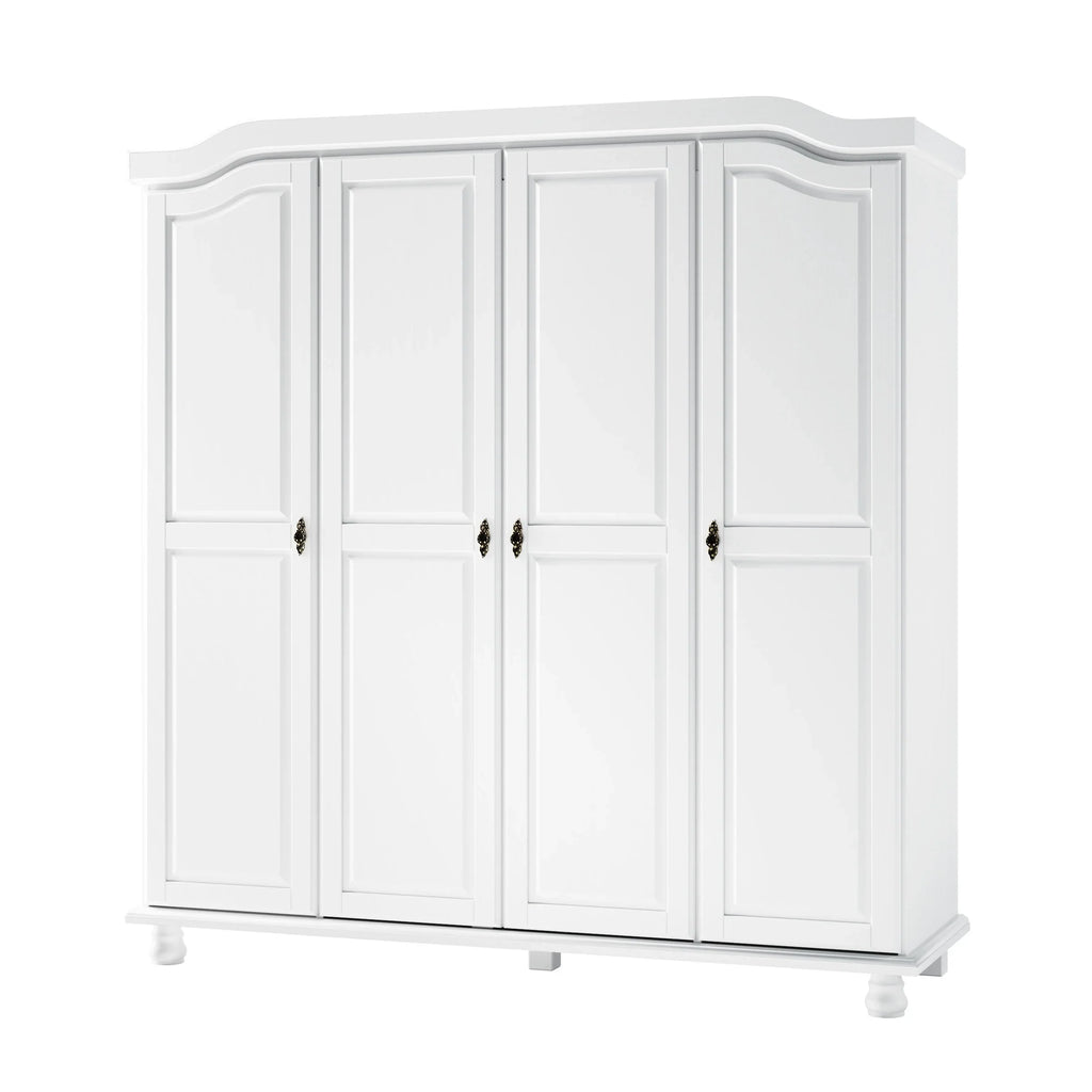 Palace Imports 100% Massivholz Kyle 4-türiger Kleiderschrank mit Massivholz- oder Spiegeltüren