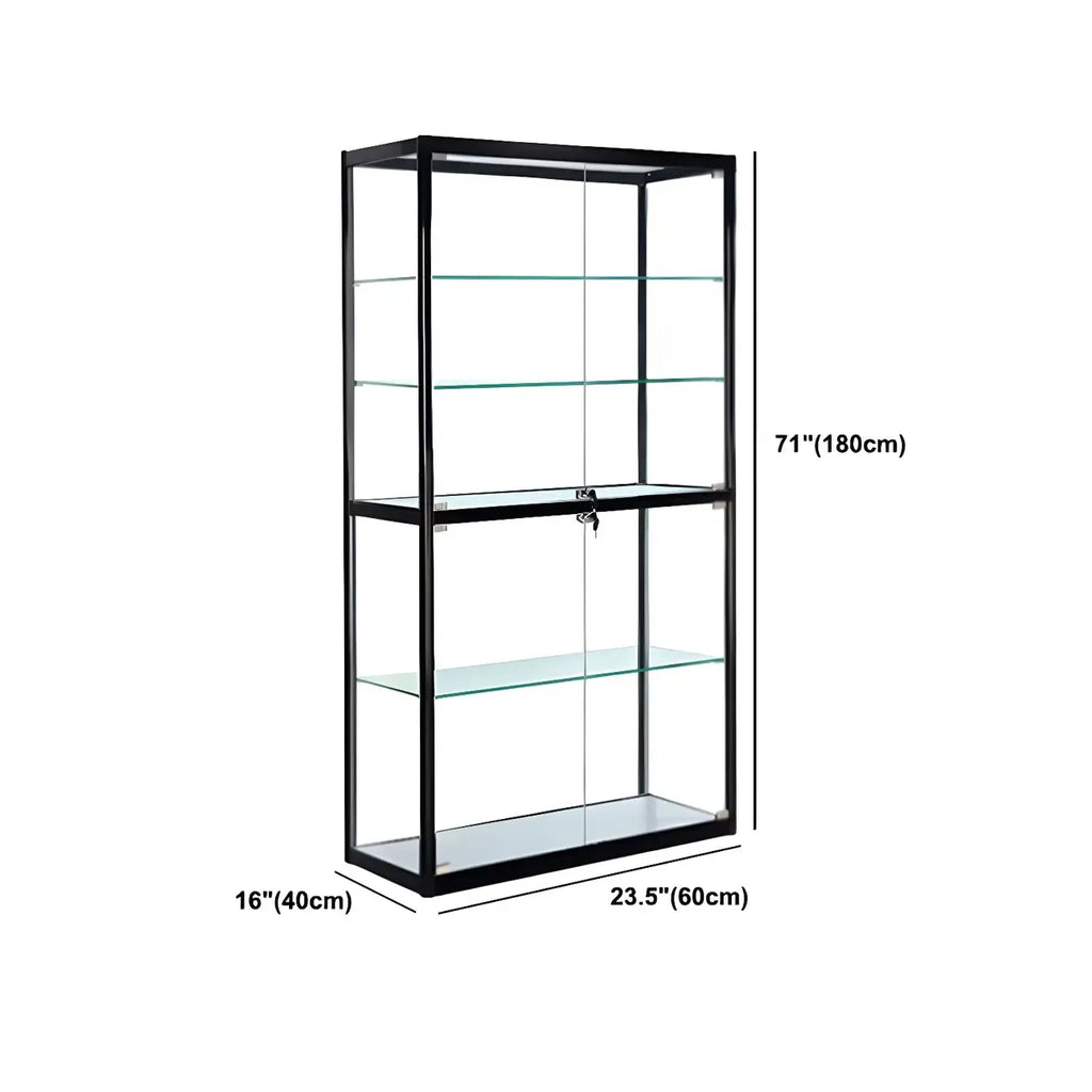 Zeitgenössische rechteckige Vitrine aus schwarzem Glas