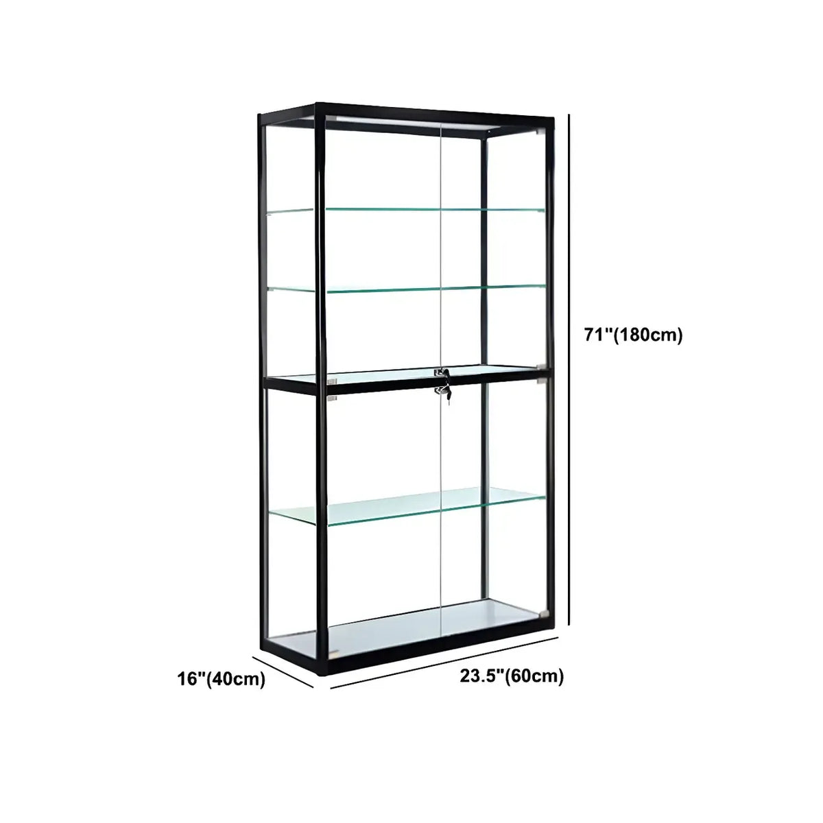 Zeitgenössische rechteckige Vitrine aus schwarzem Glas