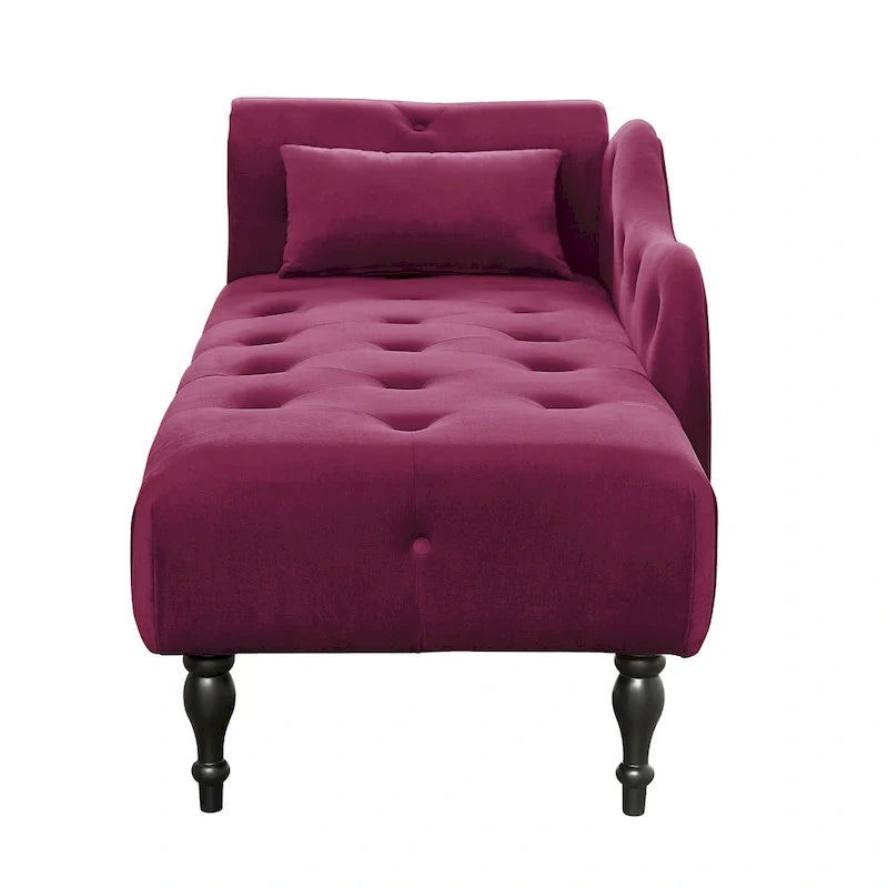 Moderne 60.6 Samt gepolsterte Knöpfe getuftete Chaiselongue mit Massivholzbeinen und Ziernägeln