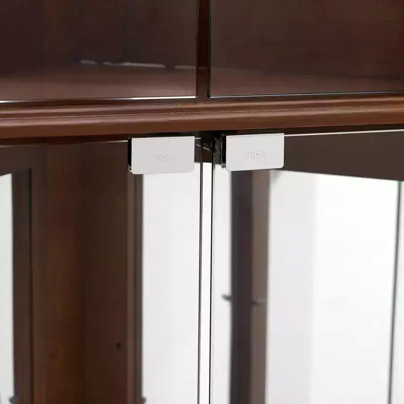 Eck-Vitrinenschrank, Kirsche/Nussbaum, 4-türige Glasvitrine