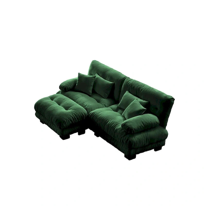 L-förmiges Loveseat Sofa Chenille Sektionssofa mit Lendenkissen